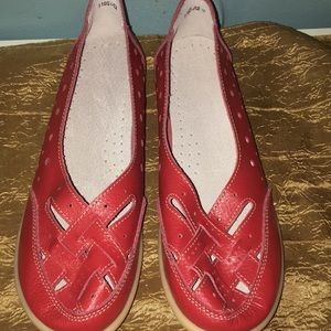 Red Leather Breathable Comfortable Casual Shoes
